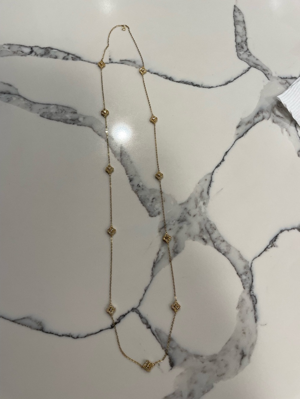 Gold plated over Sterling Silver. Station Necklace - Women Jewelry